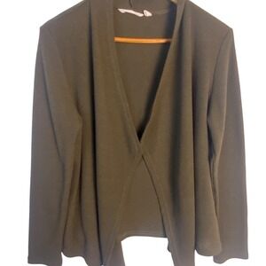 Soft Surroundings Long Sleeve Cropped Waterfall Cardigan brown green Sz M